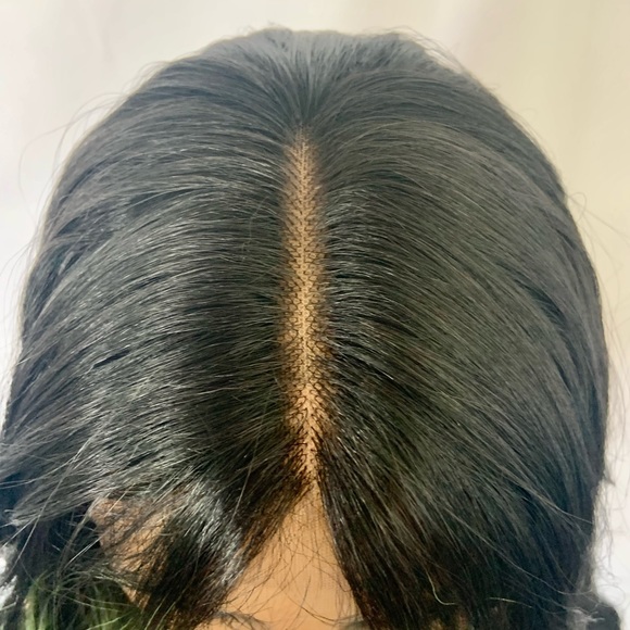 A Gorgeous Black/Green Premium Fiber Lace Front Wig for Daily Wear or Costumes - Picture 3 of 16